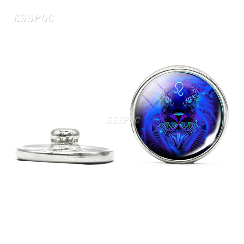12 Constellations 12 Pcs Glass Cabochon 18mm Metal Snap Button For Bracelet Zodiac Sign Handmade Leather Bracelet Accessories