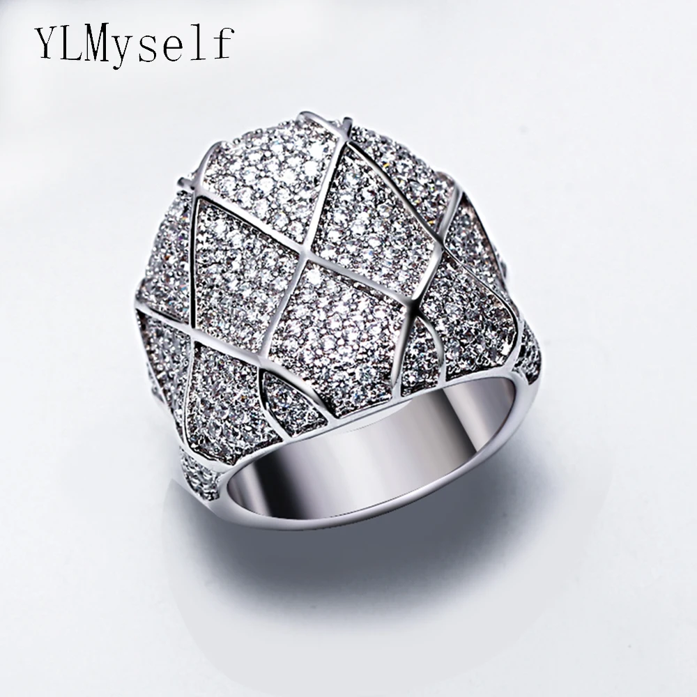 

Designer Luxury Large Ring for Women Unique White Micro Pave Cubic Zirconia Big Finger Ring Jewelry