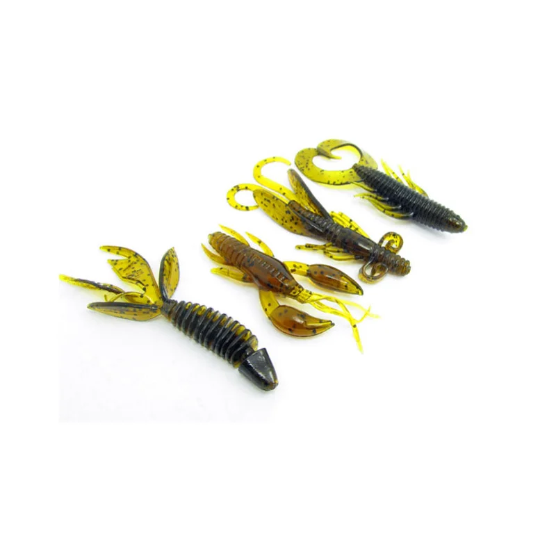 Fishing Soft Lure Bait Alien Worm Shrimp Grub For Catching Bass Fish Half-moon Tails Artificial Lures Lot 4 Pieces SALE