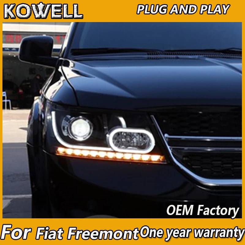 KOWELL Car Styling for Fiat Freemont LED Headlight Dodge JCUV 2009-2020 Headlights LED DRL Lens Double Beam H7 HID Xenon lens