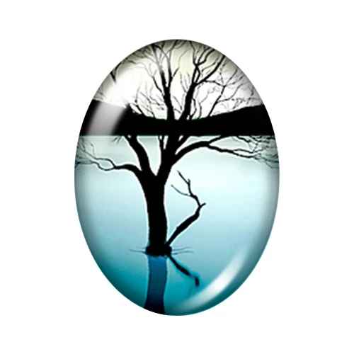 TB0217 Beauty Tree in the Lake Life tree 13x18mm/18x25mm/30x40mm mixed Oval photo glass cabochon demo flat back Jewelry findings