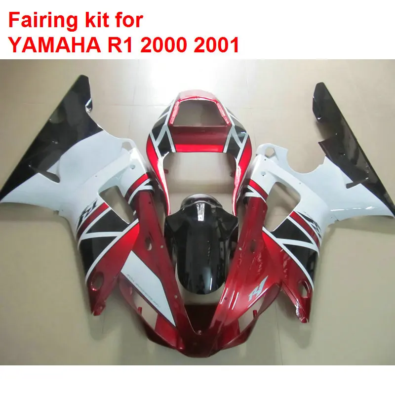 Top selling fairing kit for Yamaha YZF R1 00 01 red white black motorcycle fairings set YZFR1 2000 2001 BA36