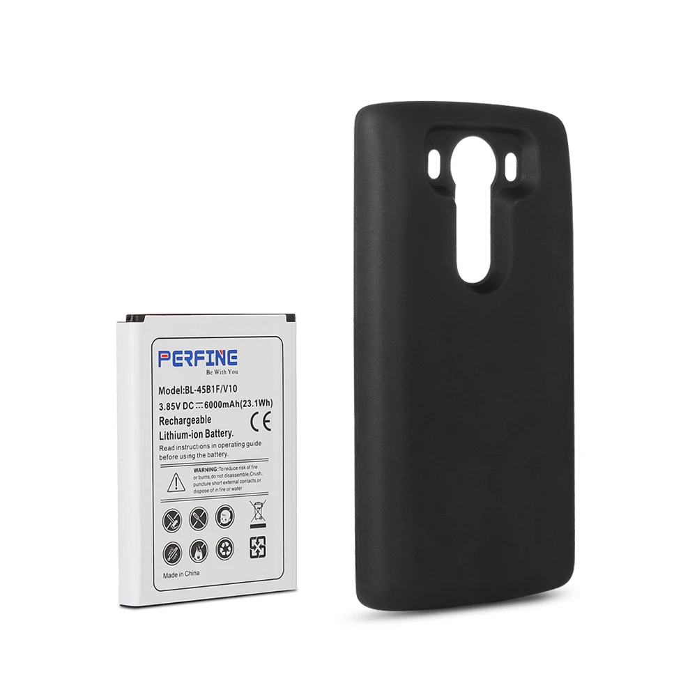 Perfine V10 Battery BL-45B1F 6000mAh with Black Protective Case Replacement For LG VS990 H968 H900 H961N Extended Batteries