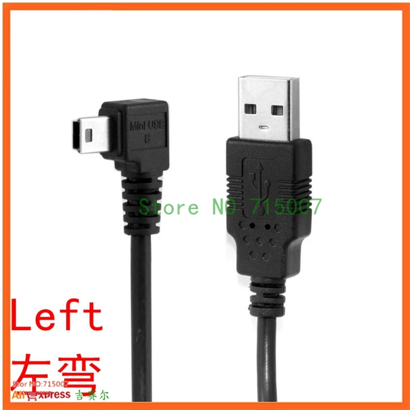 USB 2,0 A штекер для Mini 5 Pin левый Угловой 90 штекер 90 градусов кабель для передачи данных черный шнур