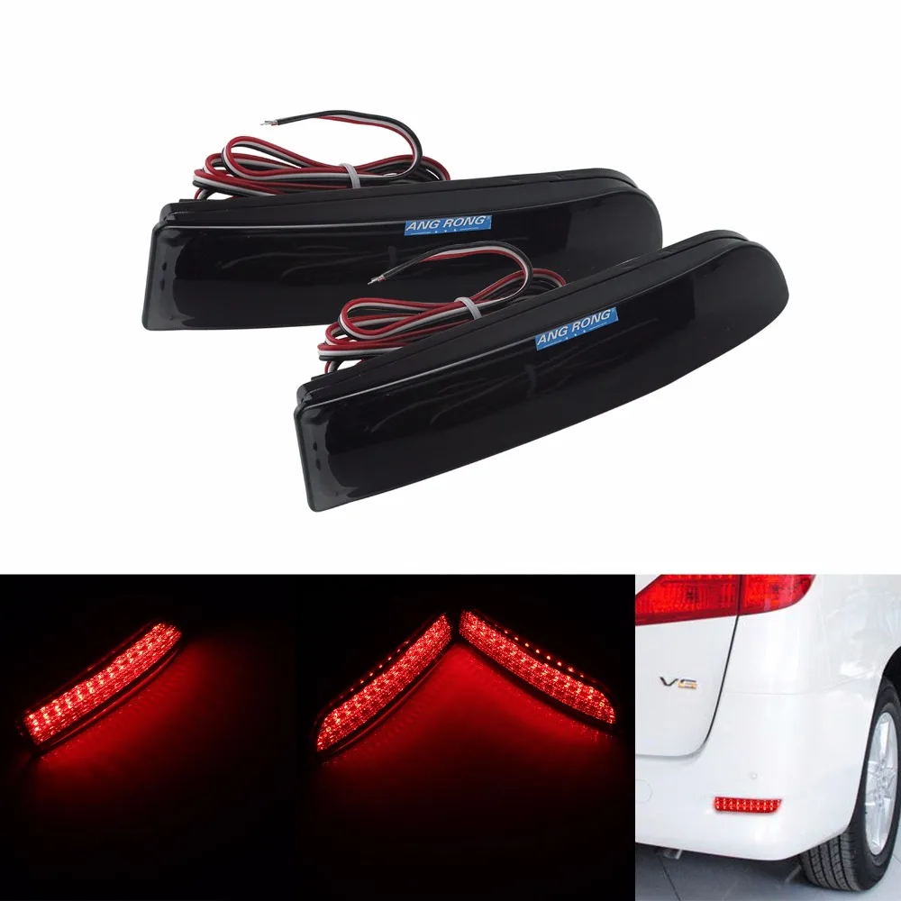 

ANGRONG 2x Black Smoked Rear Bumper Reflector LED Brake Light (CA167) For Toyota Avensis Estate / Tourer 2009-2015