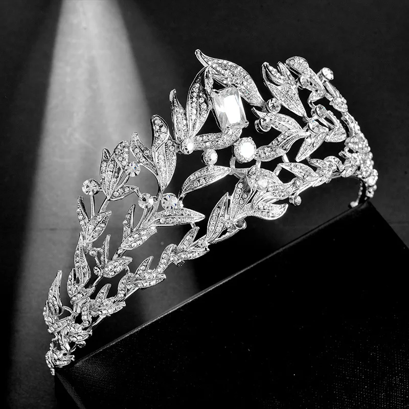 Floralbride Alloy Rhinestone Crystal Cubic Zirconia Wedding Tiara Crown Bridal Hair Accessories Princess Women Jewelry