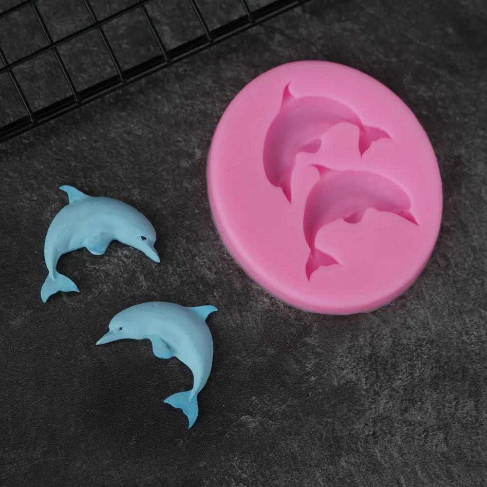 Jumping Dolphin Shape Sugarcraft Silicone Mold Fondant DIY Birthday Party Cake Decorating Ocean Sea Porpoise Molds