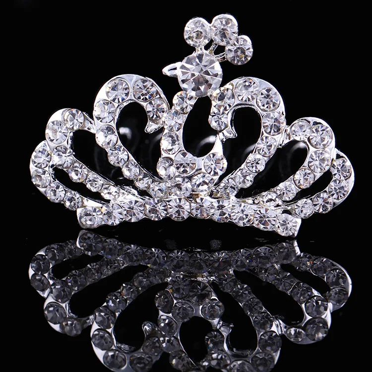 Shiny Rhinestone Hair Clip Small Girls Diadem Crown Tiara Children Head Hair Jewelry Accessories for Hair Ornaments Baby Hairpin