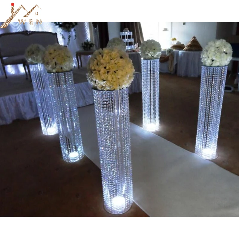 

6PCS 120CM/ 47" Tall 22 CM Diameter Crystal Wedding Road Lead Acrylic Centerpiece For Event Party Decoration