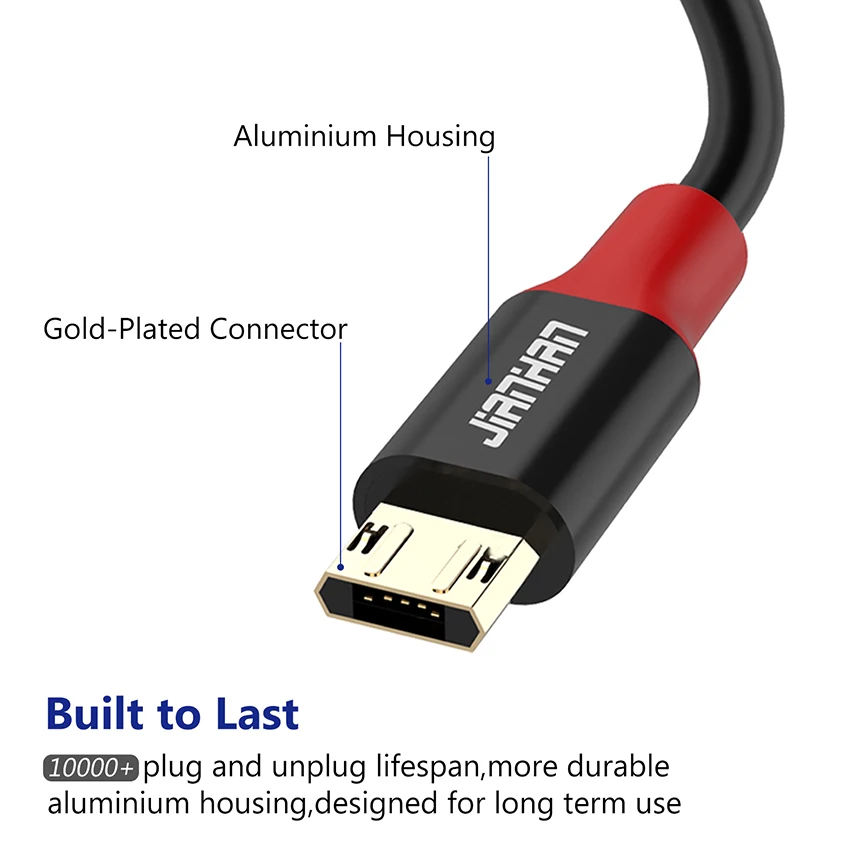 3 Pack (0.5M/1M/2M) JianHan Reversible Micro USB Cable 2A USB Charger Data Fast Charging for Xiaom Samsung Note 5 Android Phone