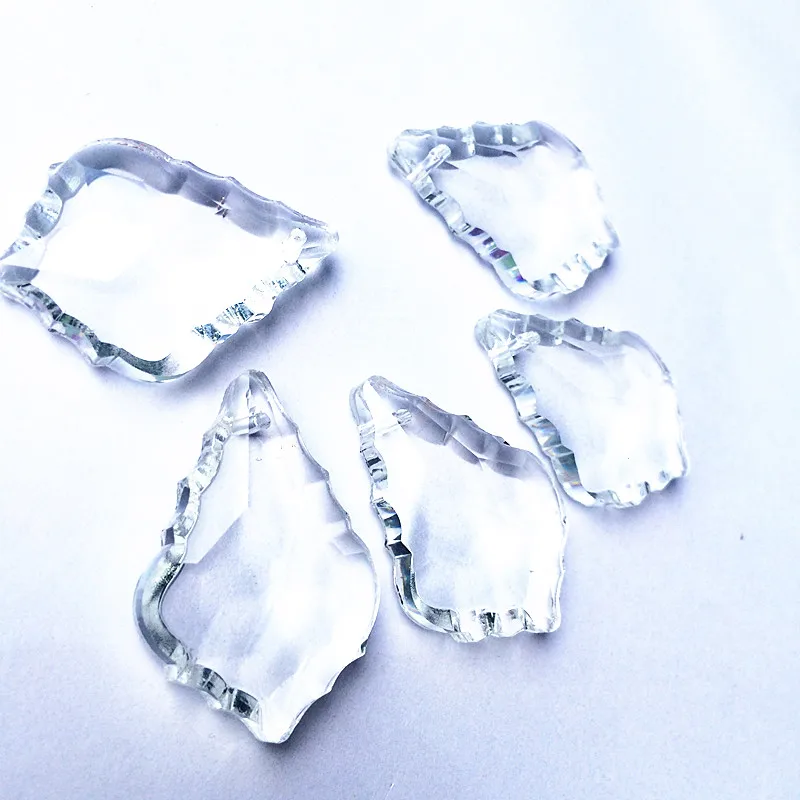 380pcs/Lot AAA 38mm Clear French Cut Pendant maple leaf Crystal Prism Feng Shui Crystal Chandelier Parts Free Shipping+Free ring