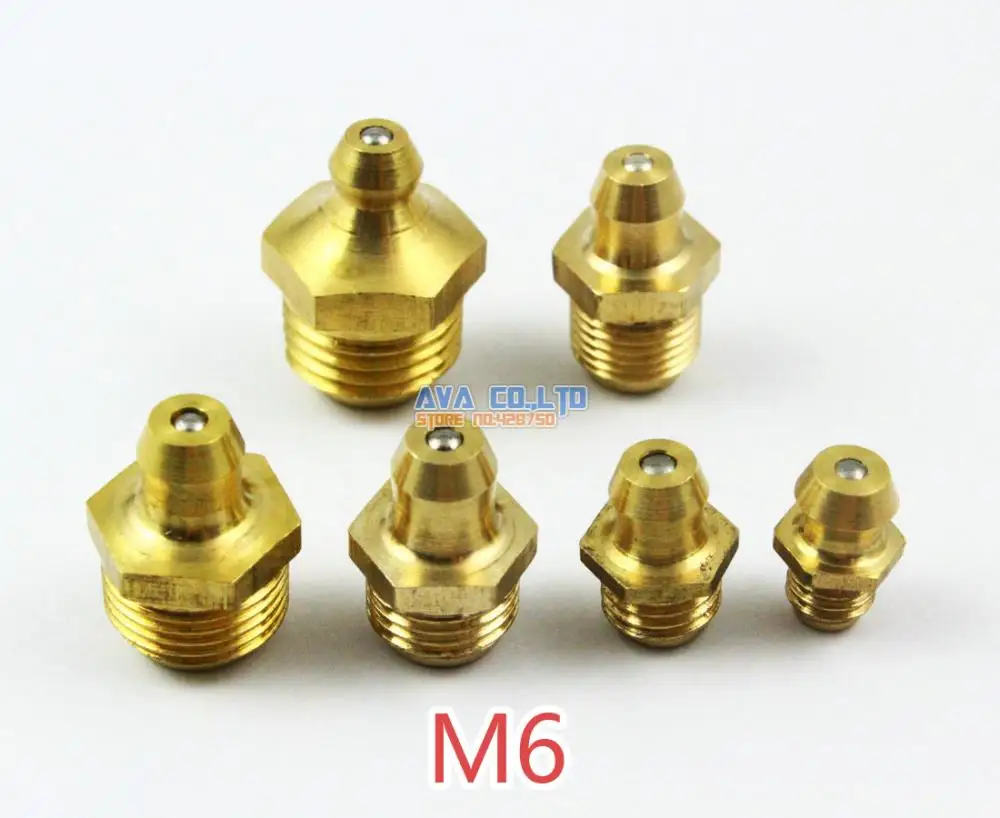 

50 Pieces M6 Brass Straight Grease Zerk Grease Nipple Fitting