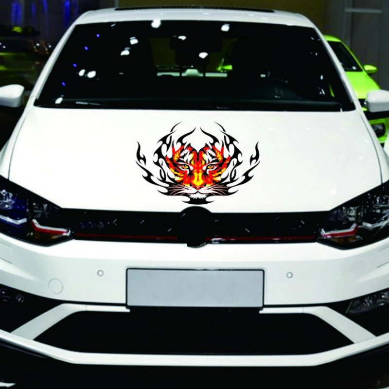 Volkrays Car Stickers Accessories Flame Tiger Head Decal Decoration for Hyundai Accent I30 I35 Santa Fe Solaris Elantra Parts