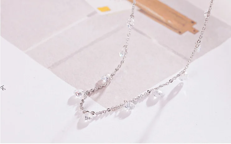 Silver Color  zircon tassel necklaces & pendants for women long statement necklace