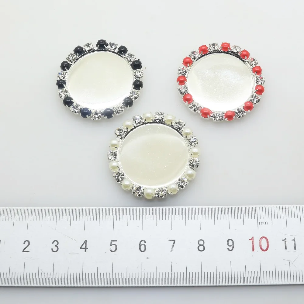 Nowy 10 sztuk/partia wewnętrzny rozmiar 25mm srebrny dla 9 kolorowe perły Rhinestone przycisk Flatback DIY cap taca ustawienie klucz pokrywy pokrywy