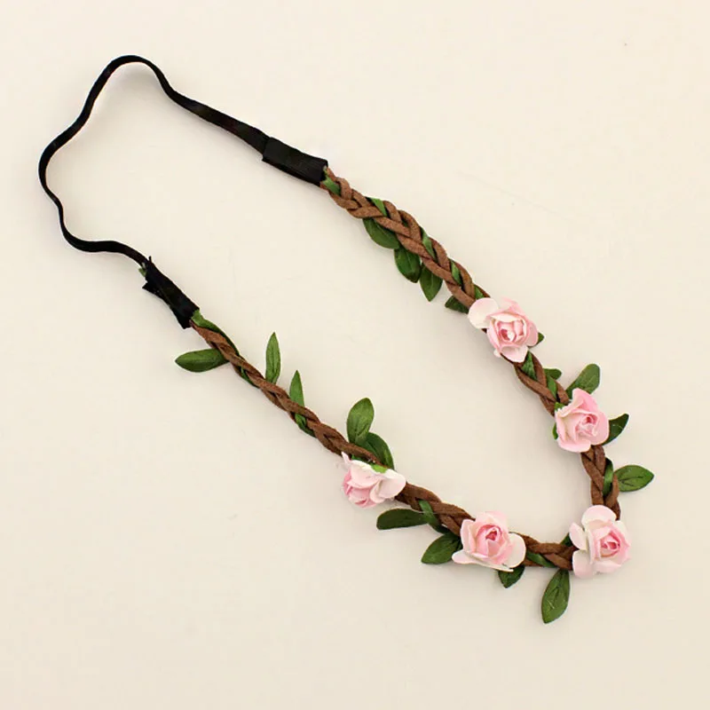 100pcs Bohemian Terylene Flower Headband Garland Crown Festival Wedding Bride Bridesmaid Hair Wreath Floral Headdress ZA1806