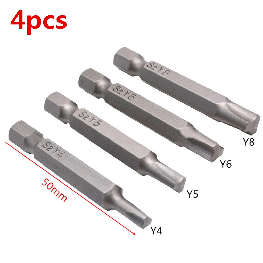 4pcs/set Y shaped Screwdriver bits for Bicycle anti-theft screws Trident Trigeminal triangular head Electric pneumatic Bit