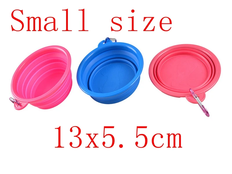 500pcs/lot Pure color Silicone Pet Water Feeding Dogs Bowls Cats Puppy Foldable Collapsible Containers with hook 13x5.5cm