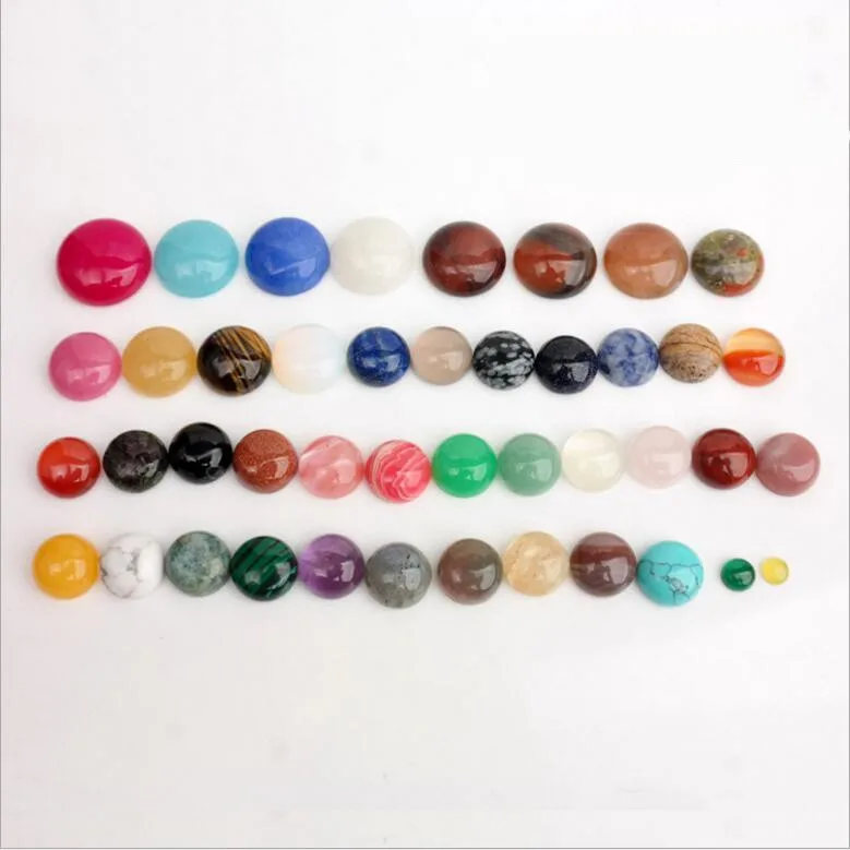 10pcs 6 8 10 12 14 16 18 20 mm Natural Stone Cabochon Beads Flatback Rose Quartzs Opal Beads For Blank Earrings Base DIY Jewelry