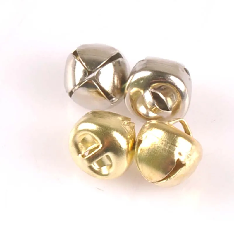 Złoty/srebrny żelaza krzyż mały Jingle Bells świąteczne dekoracje zawieszki DIY rzemiosło akcesoria do rękodzieła 6/8/10mm 100 sztuk cp2010