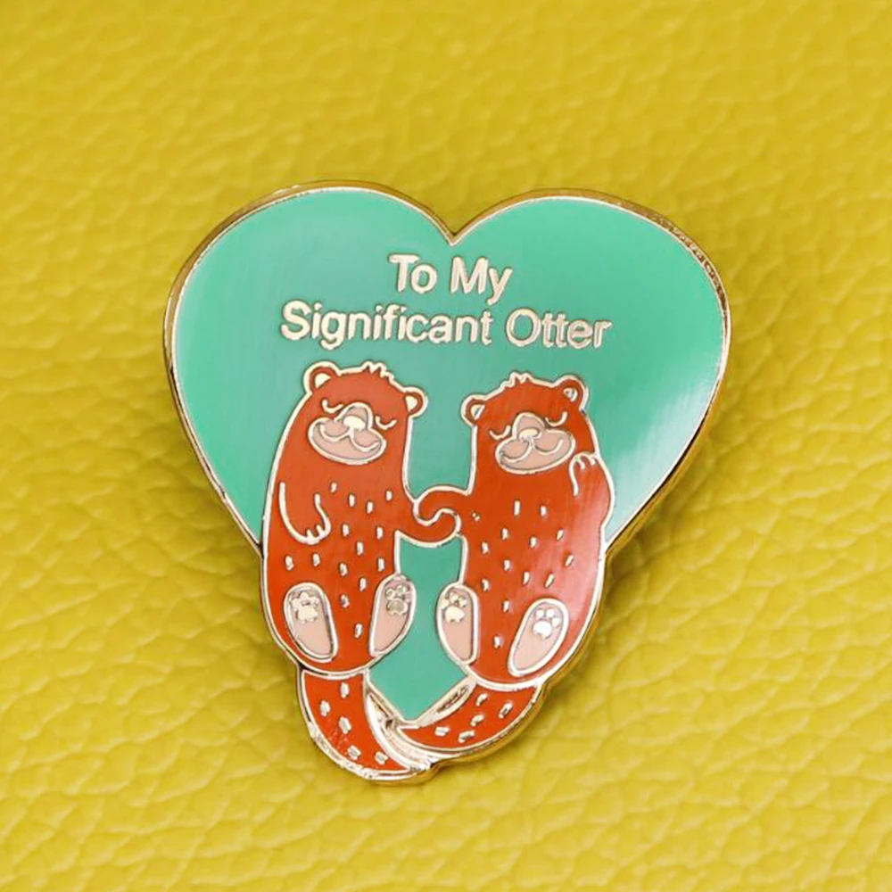 Otters enamel pin significant otter pun brooch boyfriend girlfriend husband wife gift cute pins valentine gift anniversary