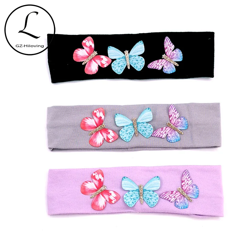 GZHilovingL Nebworn Baby Boys Girls Cotton Butterfly Headbands Infant Summer Soft Stretch Headwear Hair Accessories Newborn Gift