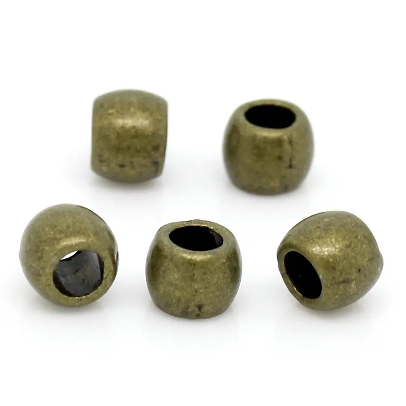 DoreenBeads Zinc Metal Alloy Spacer Beads Barrel Antique Bronze Color DIY Jewelry About 6mm x 5mm, Hole:Approx 2.9mm, 25 PCs