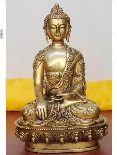 Copper Crafts Brass Tibetan Buddhis shakyamuni bronze buddha statue 22cm Bronze wedding copper