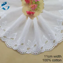 11cm Width 100% Cotton Embroidery French Lace Ribbon Fabric Guipure Diy Trims Warp Knitting Sewing Accessories#3309