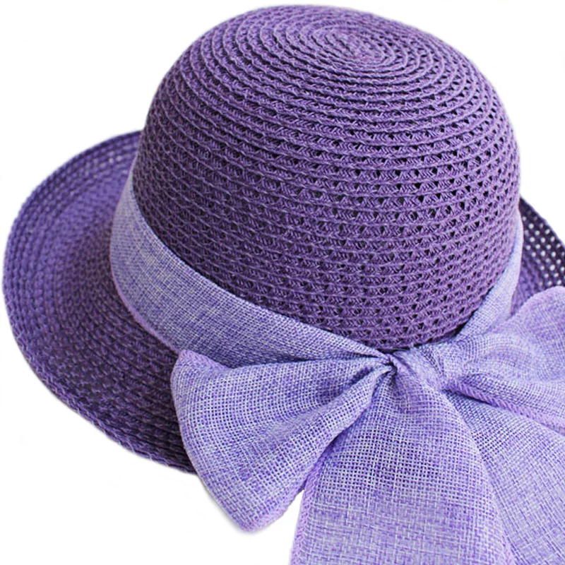 FS Sun Hats For Women Floppy Wide Brim Straw Hats Foldable Sunbonnet Cloche Hat Blue Beach Style Chapeau Paille Femme