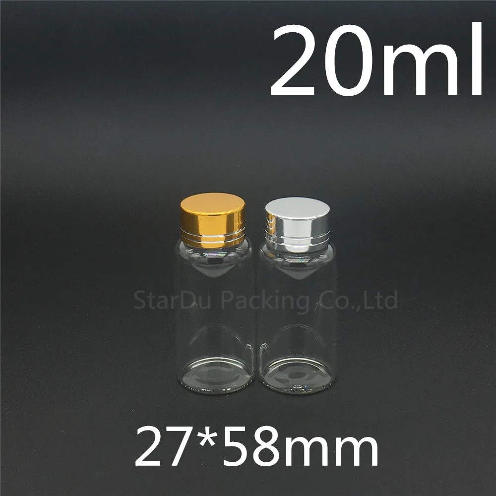 

Free Shipping 1000pcs/lot Diameter 27mm 20ml Aluminum Cover Neck Glass Bottle For Vinegar alcohol,carft/storage Candy Bottles