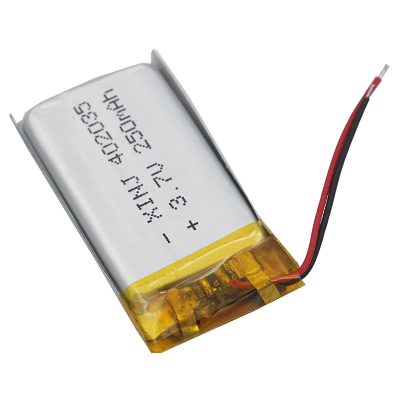 3,7 в 250 мАч 402035 полимерный перезаряжаемый литий-ионный аккумулятор Lipo для GPS видеорегистратора, динамика, MP3 MP4 диктофон для вождения, селфи-палка
