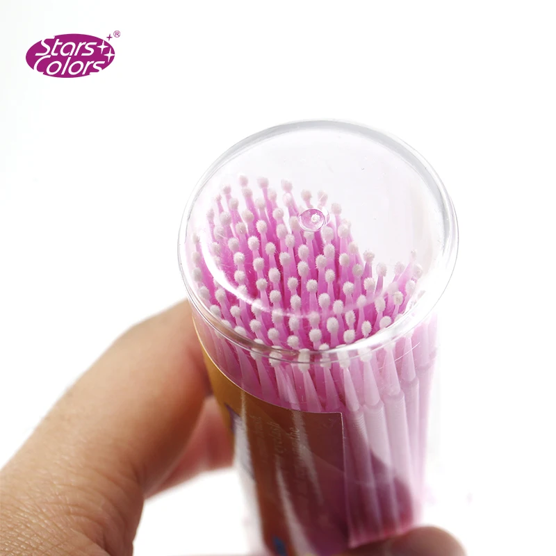 100 Pieces/Bottle Disposable Swab Lint Cleaner Soft Brush Cotton Micro Eyelash Eyebrow Brushes