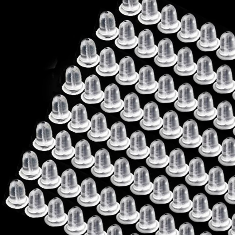 100pcs/lot Clear Rubber Earring Backs Earnuts Bullet Blocked Plugging Stud Earrings Stopper Back Plug Jewelry Accessories