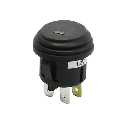 DC 12V 20A Green Indicating Light Folded Rubber Surrounded Car Button Switch