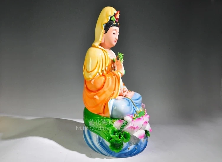 Painted Willow Branch Guanyin Ceramic Buddha Geomantic Decoration at Home, Personal Decoration, Guanyin Bodhisattva