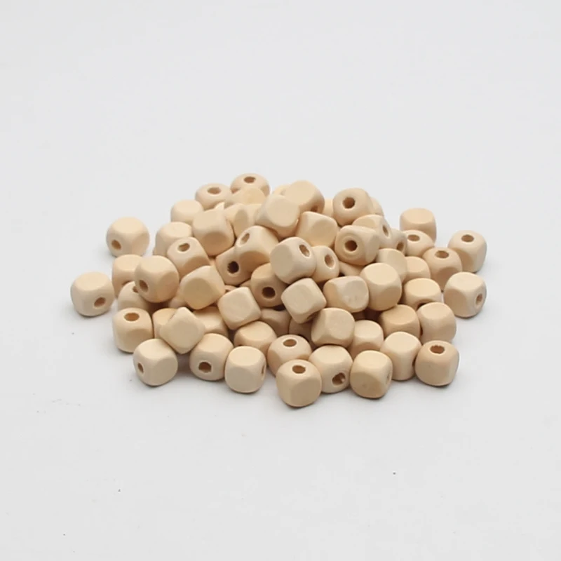 100Pcs Natural Color Wood Beads 8/10mm Square Wood Spacer Beads For Jewelry Making DIY Bracelet Necklace Handmade Accessories