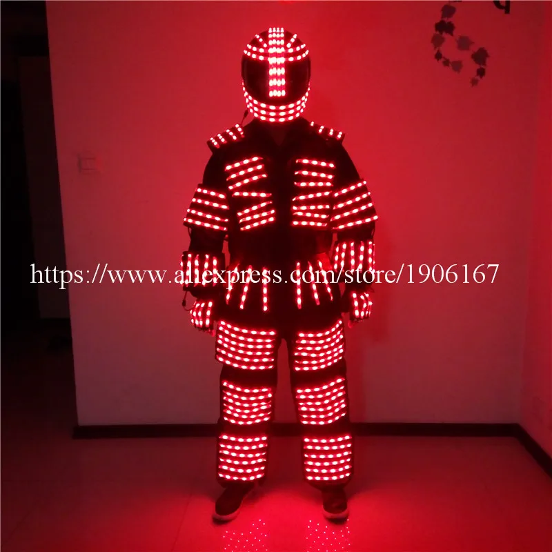 Colorful led luminous robot suit with helmet and gloves party stage show dj singer performance clothes