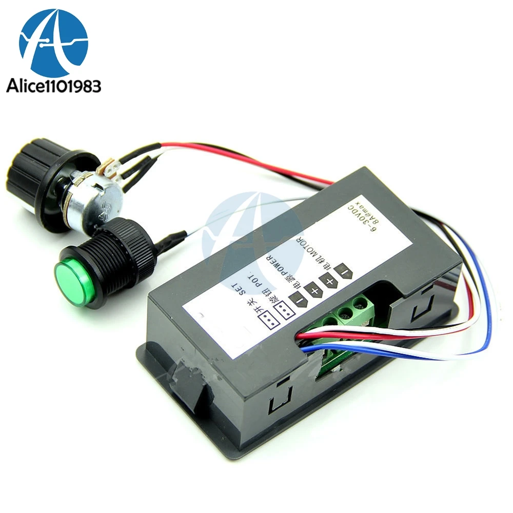 DC 6V-30V 12V 24V MAX 8A 16khz Adjustable PWM Motor Speed Controller Digtal Digital Display DC Motor Control CV Governor Switch