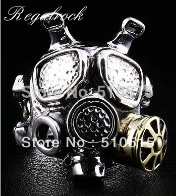 Steampunk Gas Mask Ring Breathing Respirator Machinery Skull Smokehelmet Oddities Daleks Apocalypse Punk Jewelry