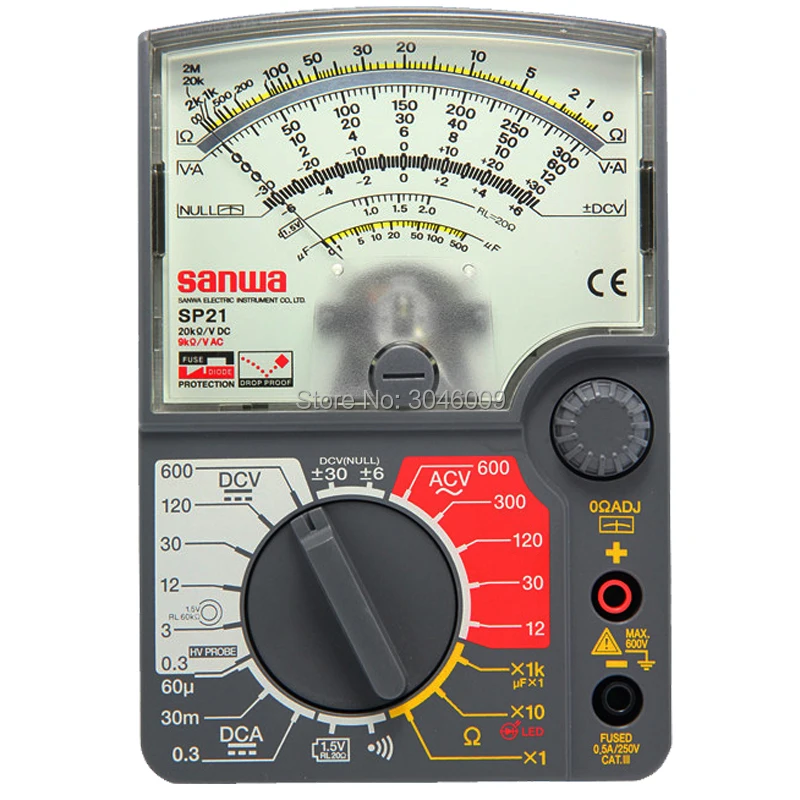 sanwa SP21 Analog Multitesters, multi-function / multi-range pointer multimeter zero center instrument off beep battery check