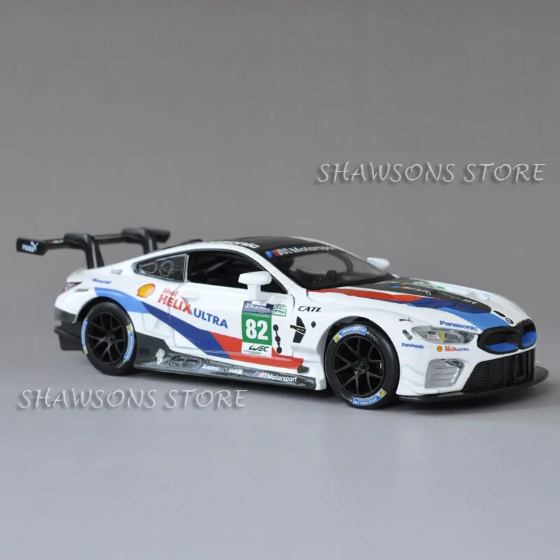 Diecast Metal Racing Car Model Toys 1:32 BMW M8 GTE Pull Back Replica with Sound & Light