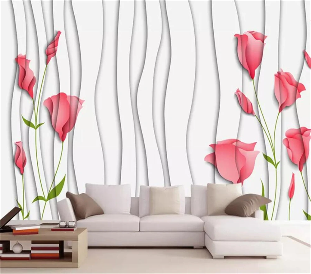 

Decorative wallpaper 3D hand-painted flower background wall painting