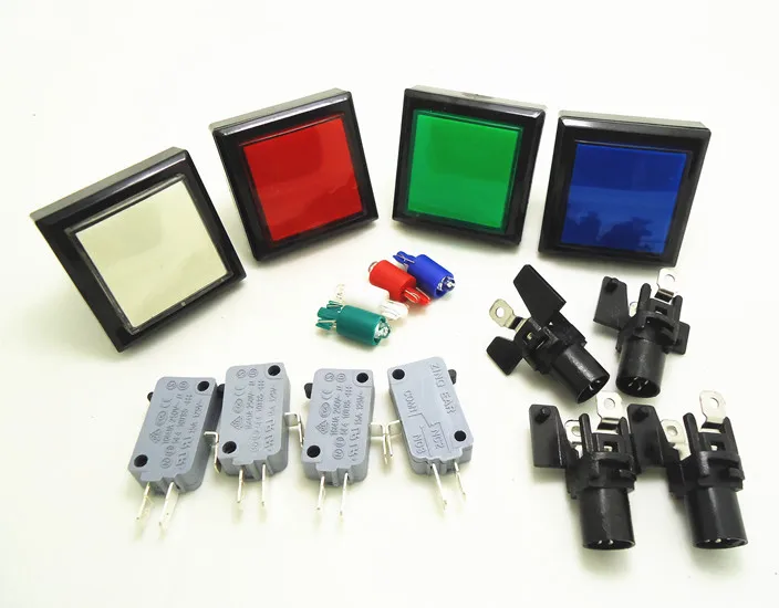 12 pcs of 44mm*44mm black side lighted Illuminated SQUARE Push Button with NO NC 3 terminal microswitch LED light