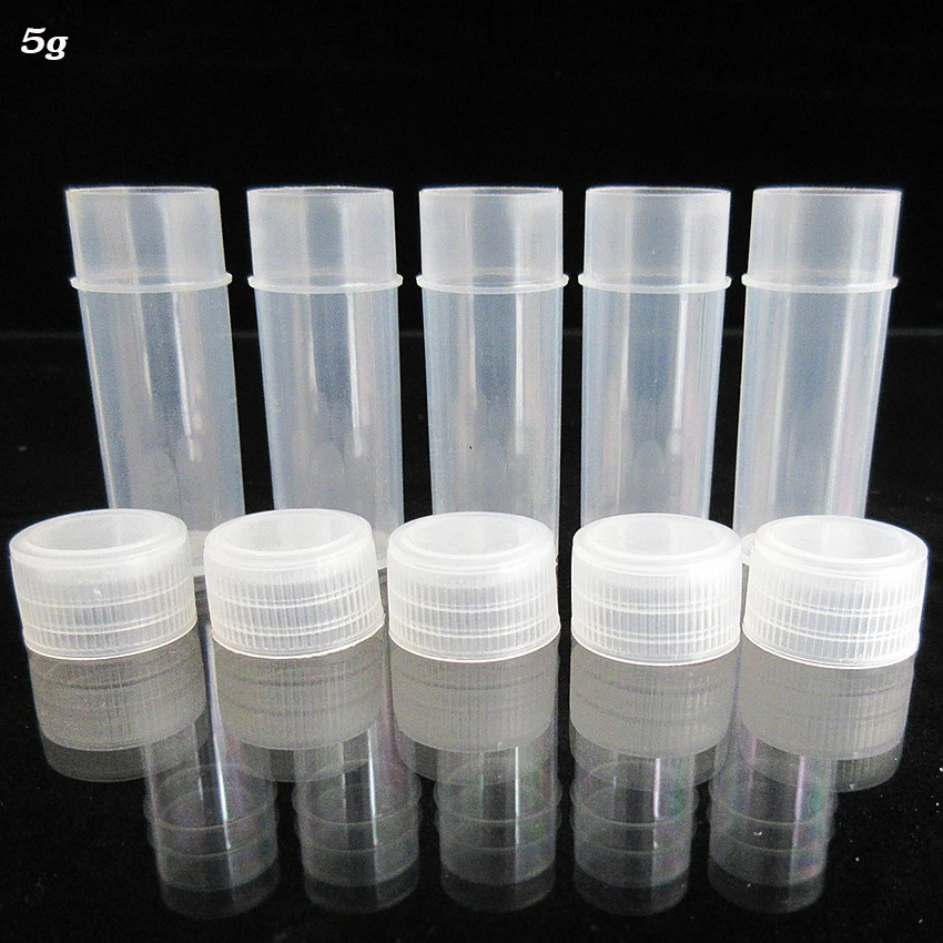 Small Bottle 5g Mini Clear Tube with Cap Use for Power,pills,Medicine Refillable Bottle,Empty Bottle for Travel 20pcs