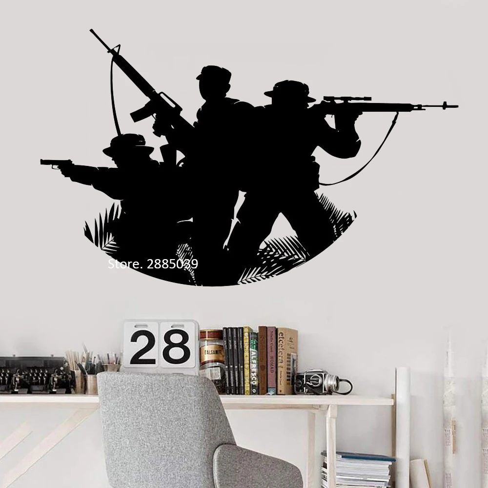 War Army Murals Wall Decor Vinyl Soldier Posters Cool Wall Decal Mural Art Interior Decoration Wall Stickers New Arrival LC1057