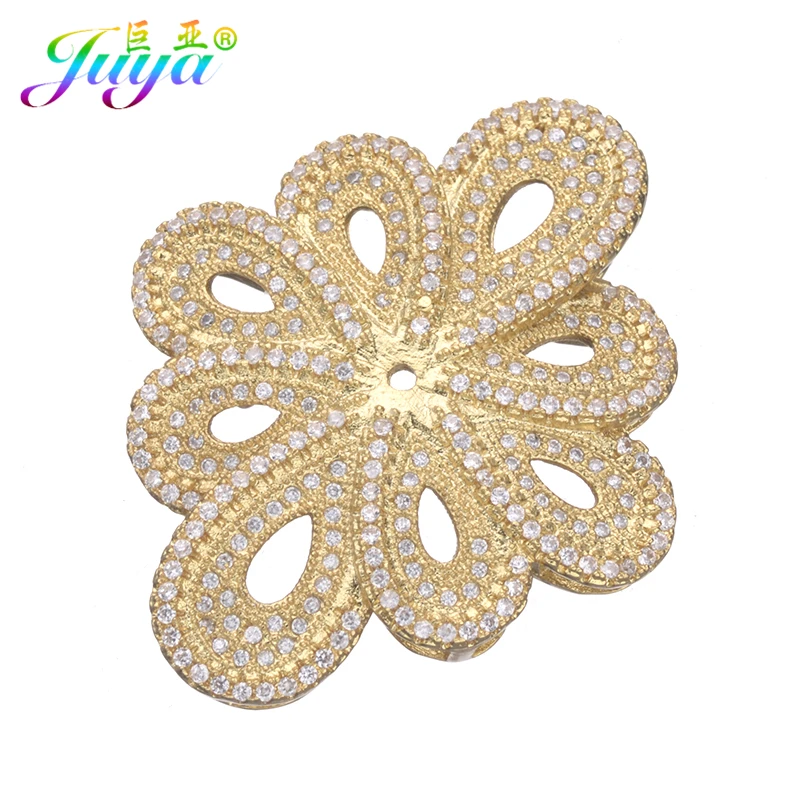 Micro Pave Zircon Flower Connect Pendants Jewelry Accessories For Women Natural Stones Pearls Necklace Jewelry Making