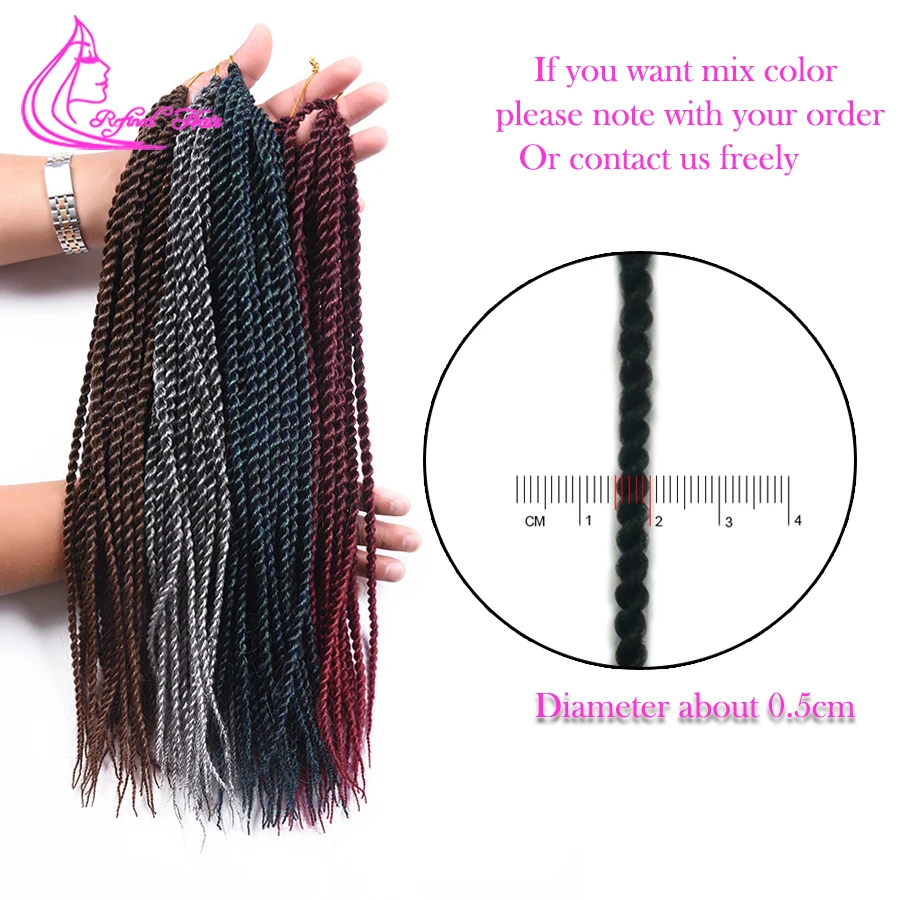 Refined Hair Senegalese Twist Crochet Hair Hand Made Twist Braids Ombre Brown Grey Color Synthetic Braiding Hair for Woman Girls