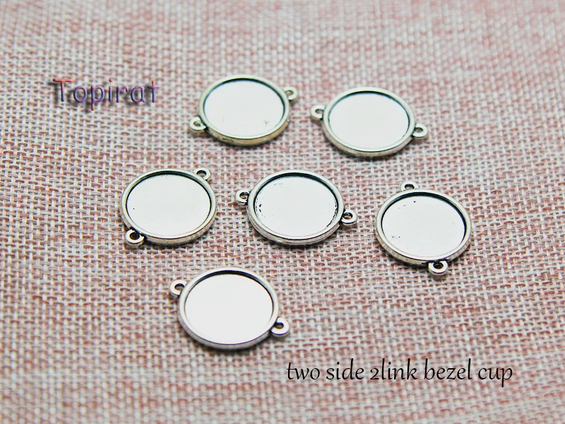 

50pcs Fit Round Cabochons Cameo Double Side Bezel Trays Setting Blank Base Inner 12/14/16/18/20/25mm DIY Jewelry Making