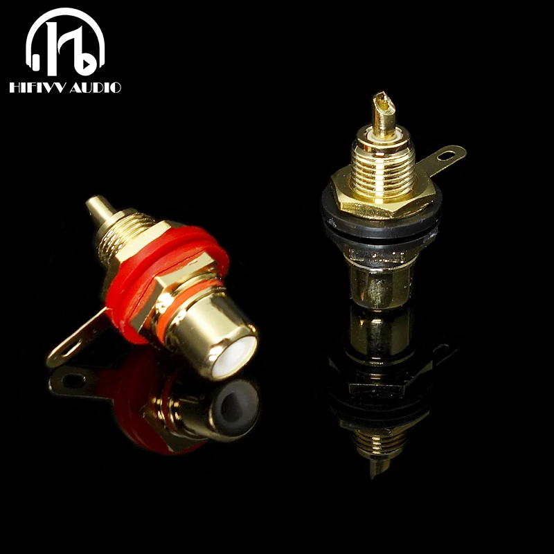 2 шт. аудио усилитель RCA сигнальная линия разъем адаптер RCA головка лотоса медь позолоченный RCA разъем